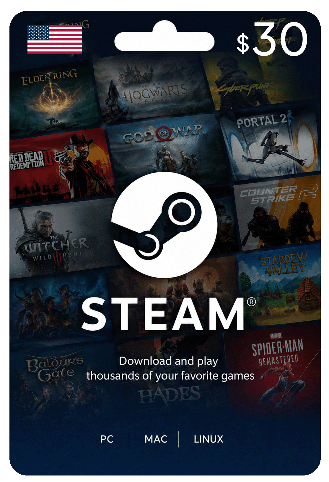 30$ STEAM USA Steam Wallet Card $30 (USA) - Image 1